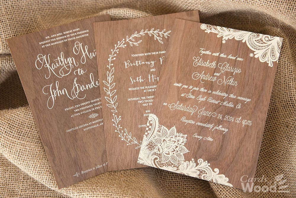 Printed Wood Veneer Cards &amp; Invitation Samples | Cards of Wood